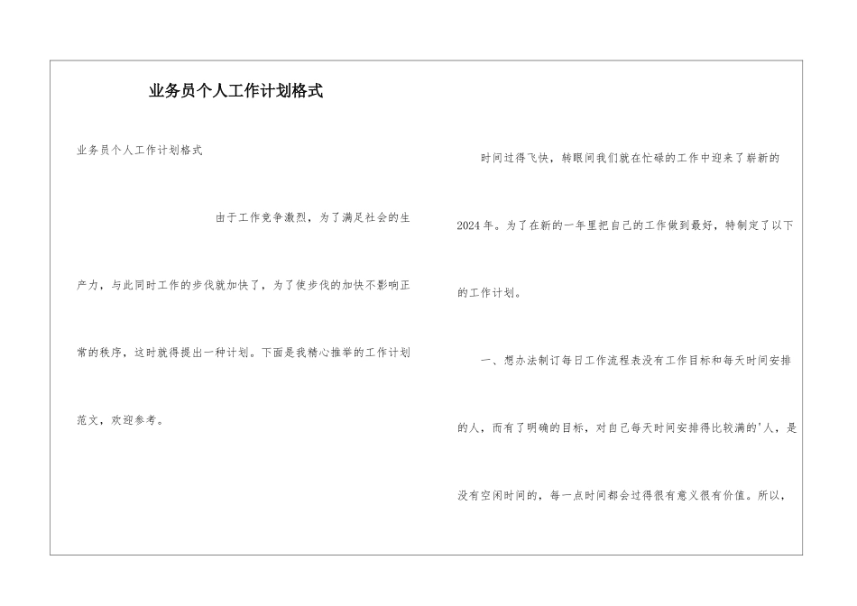 业务员个人工作计划格式_第1页