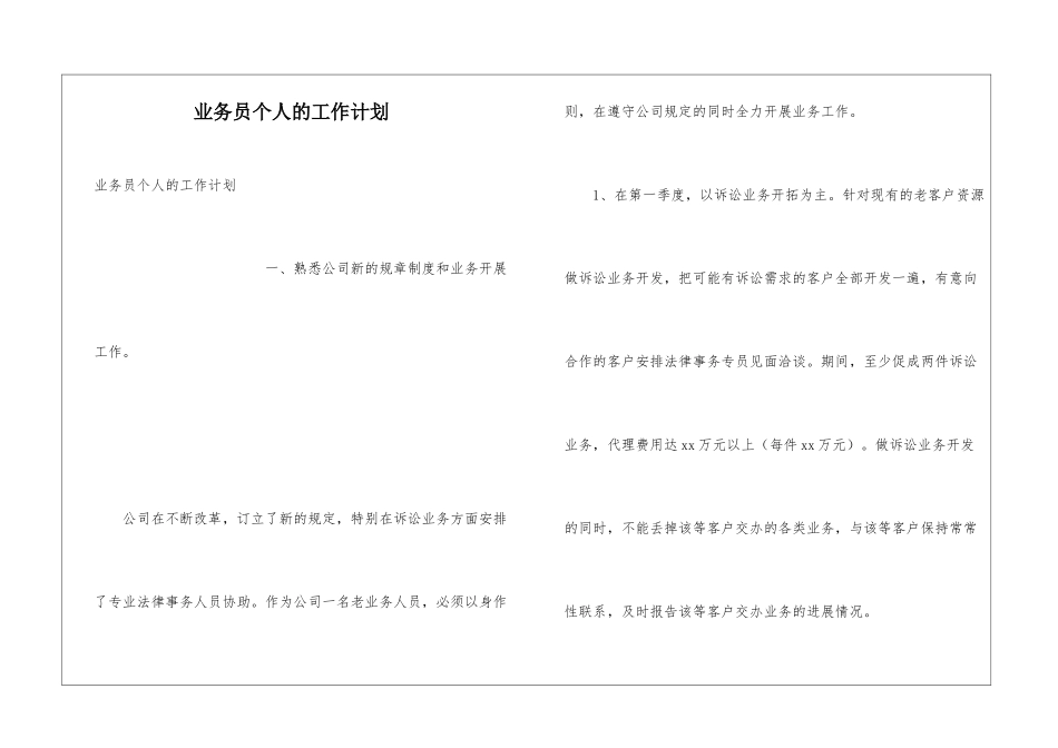 业务员个人的工作计划_第1页
