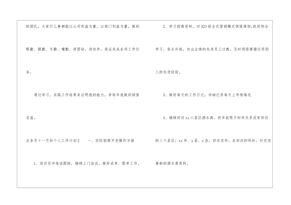 业务员十一月份个人工作计划_第3页