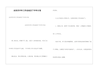 业务员半年工作总结及下半年计划