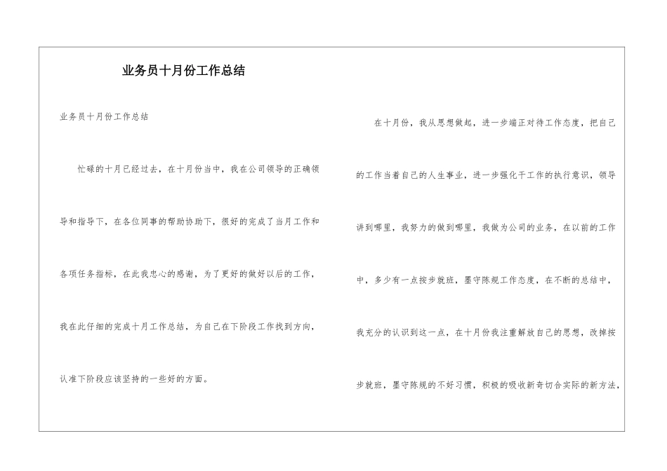 业务员十月份工作总结_第1页