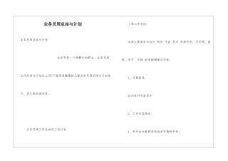 业务员周总结与计划