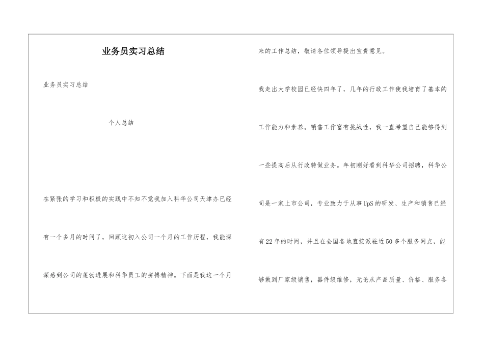 业务员实习总结_第1页