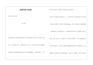业务员实习总结