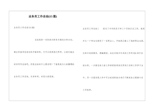 业务员工作总结(15篇)