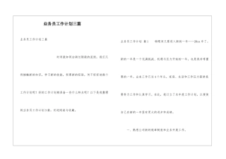业务员工作计划三篇