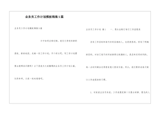 业务员工作计划模板锦集5篇