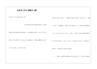业务员工作计划集合七篇