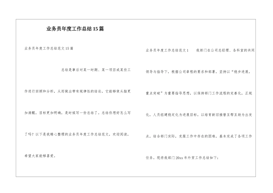 业务员年度工作总结15篇_第1页