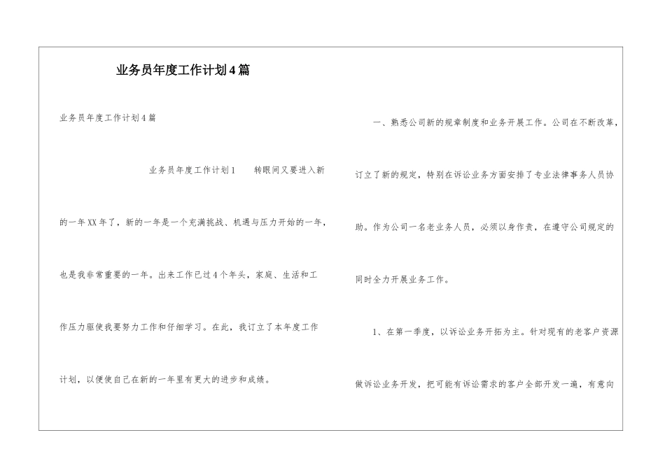 业务员年度工作计划4篇_第1页