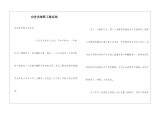 业务员年终工作总结