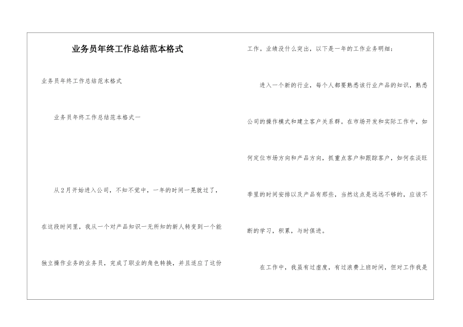 业务员年终工作总结范本格式_第1页