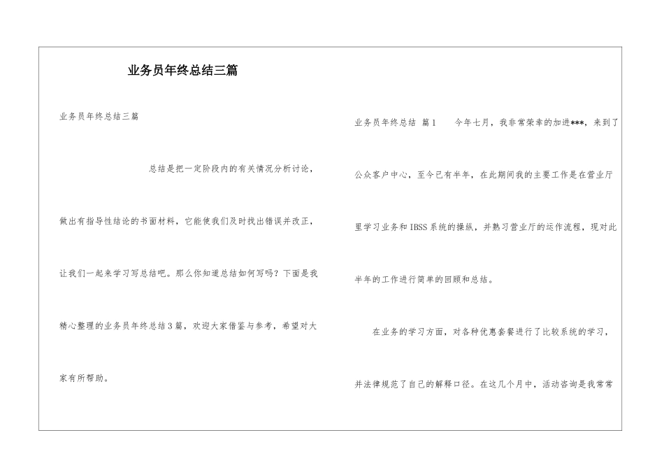 业务员年终总结三篇_第1页
