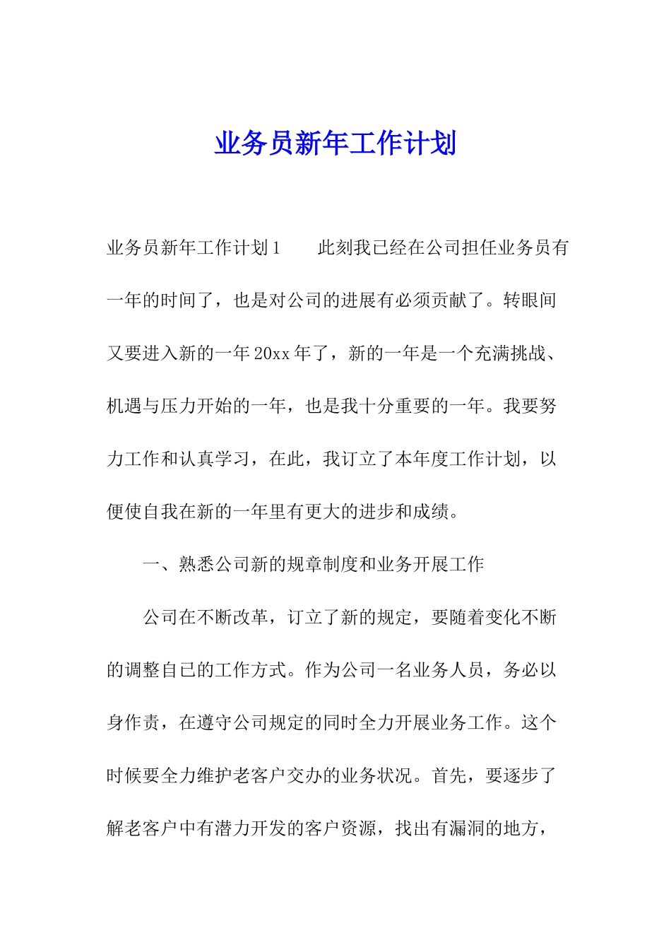 业务员新年工作计划_第1页