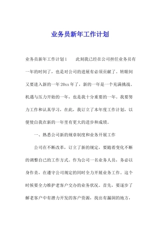 业务员新年工作计划