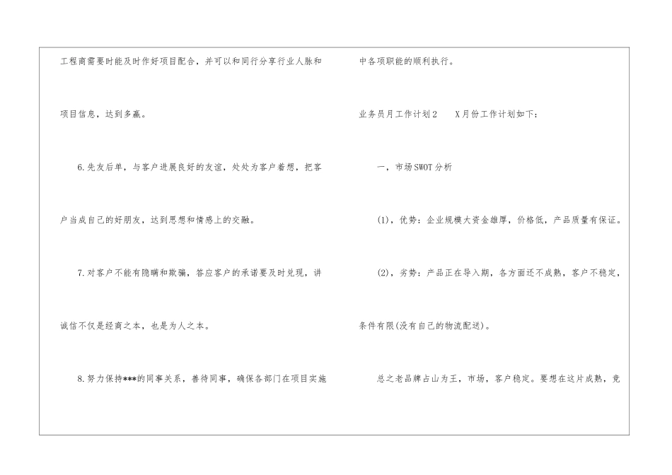 业务员月工作计划_第2页