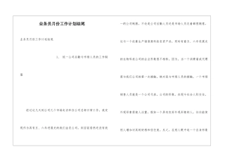 业务员月份工作计划结尾