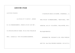 业务员月度工作总结