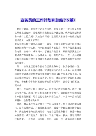 业务员的工作计划和总结