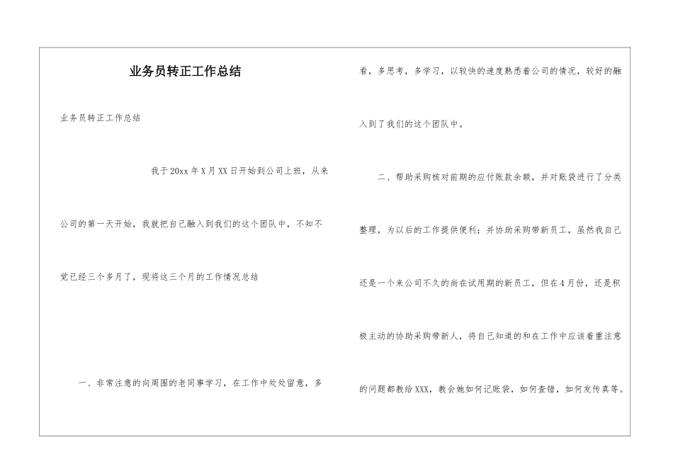 业务员转正工作总结_第1页