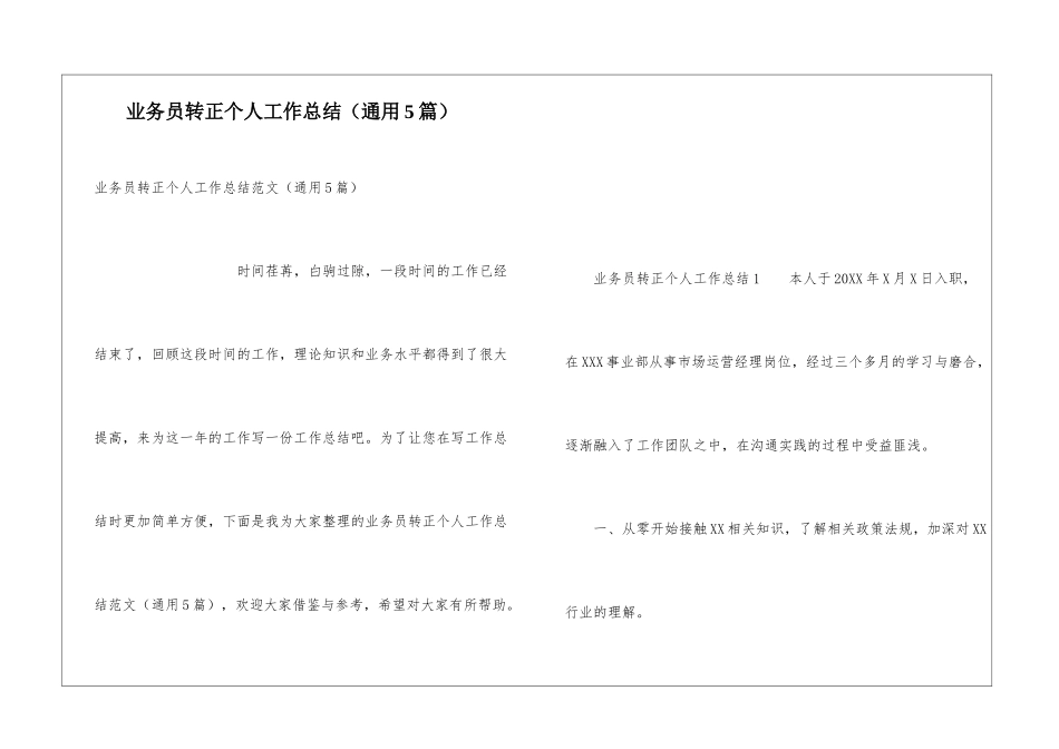 业务员转正个人工作总结_第1页