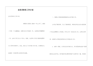 业务员财务工作计划