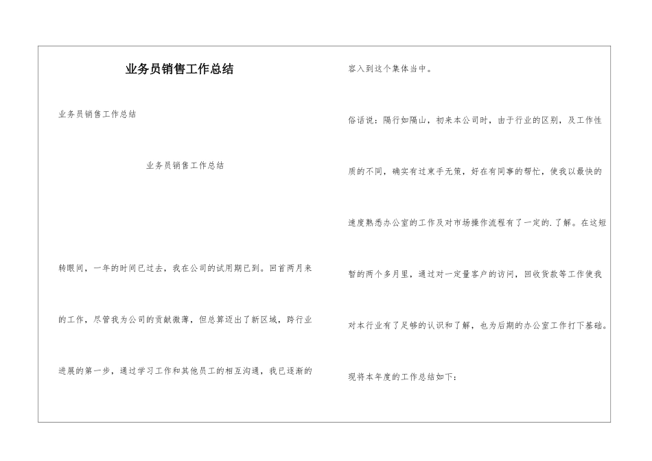 业务员销售工作总结_第1页