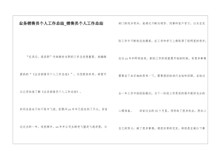 业务销售员个人工作总结销售员个人工作总结