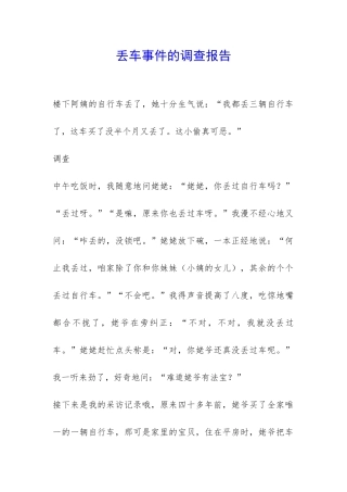 丢车事件的调查报告-