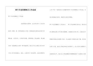 两个月试用期转正工作总结