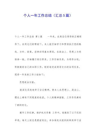 个人一年工作总结