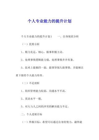 个人专业能力的提升计划