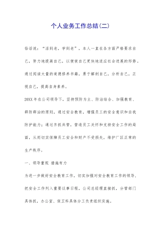 个人业务工作总结-