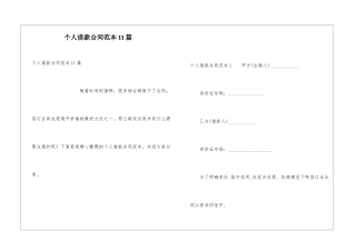 个人借款合同范本11篇