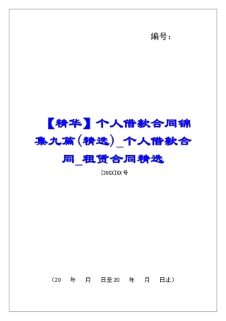 个人借款合同锦集九篇个人借款合同租赁合同精选