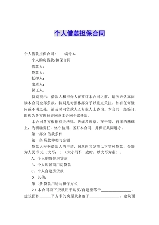 个人借款担保合同