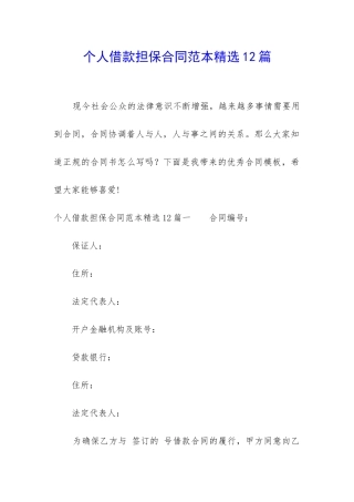 个人借款担保合同范本精选12篇