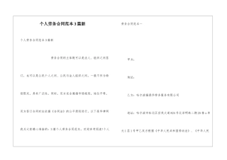 个人劳务合同范本3篇新