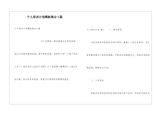 个人培训计划模板集合5篇