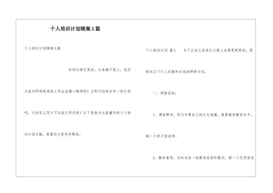 个人培训计划锦集5篇_第1页