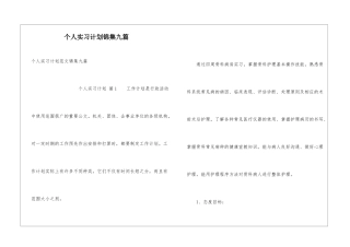 个人实习计划锦集九篇