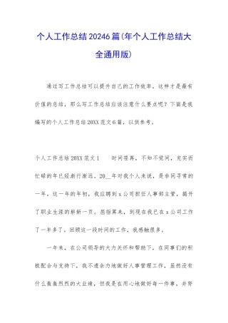 个人工作总结20246篇