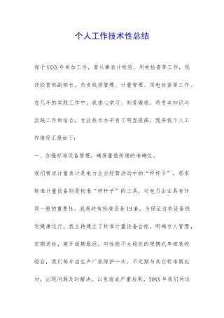 个人工作技术性总结-