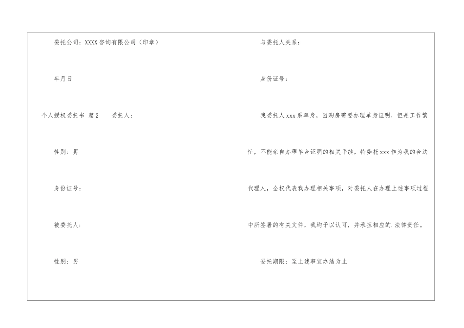 个人授权委托书汇编5篇_第2页