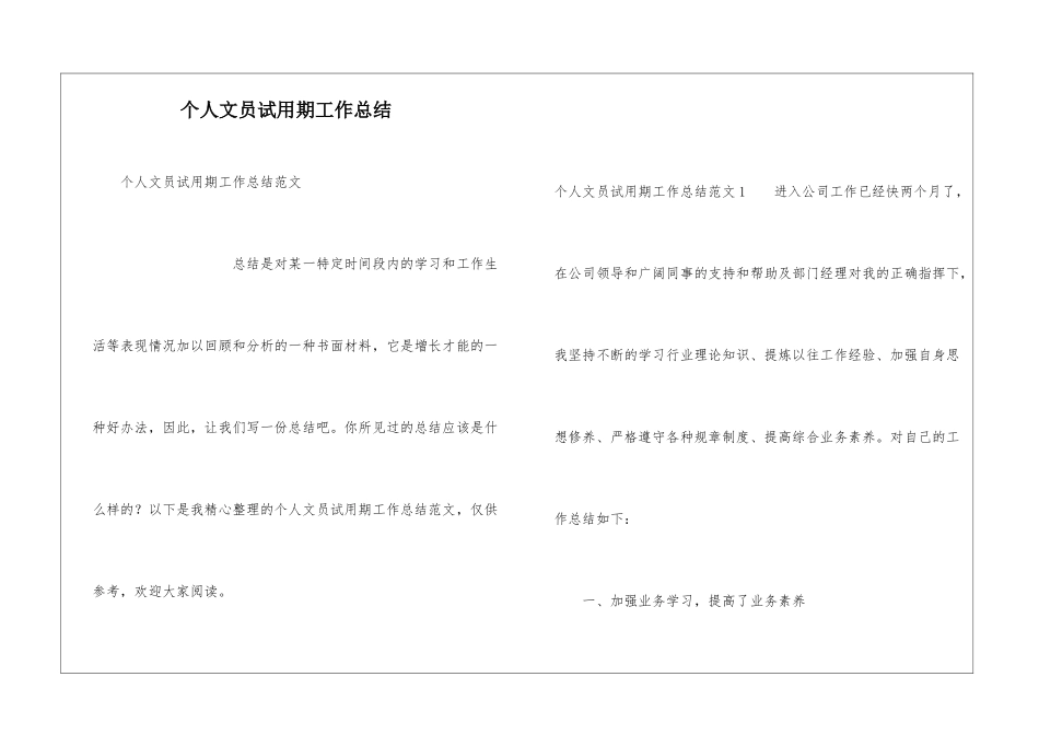 个人文员试用期工作总结_第1页