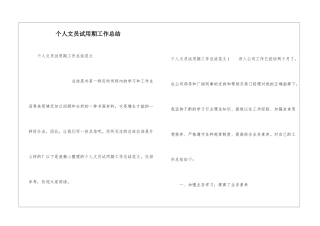 个人文员试用期工作总结