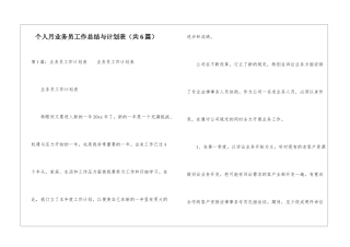 个人月业务员工作总结与计划表-