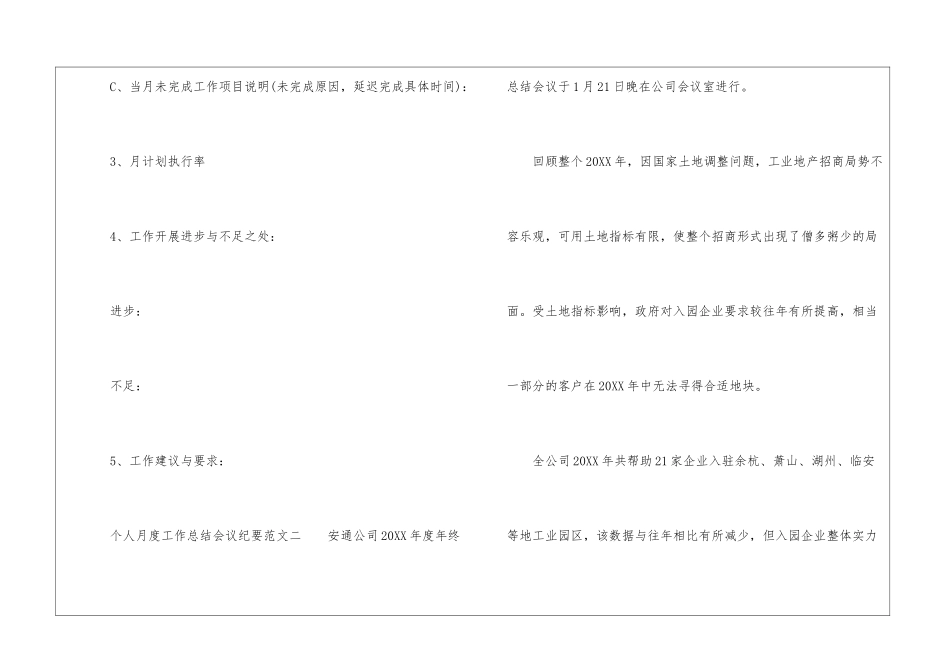 个人月度工作总结会议纪要_第2页