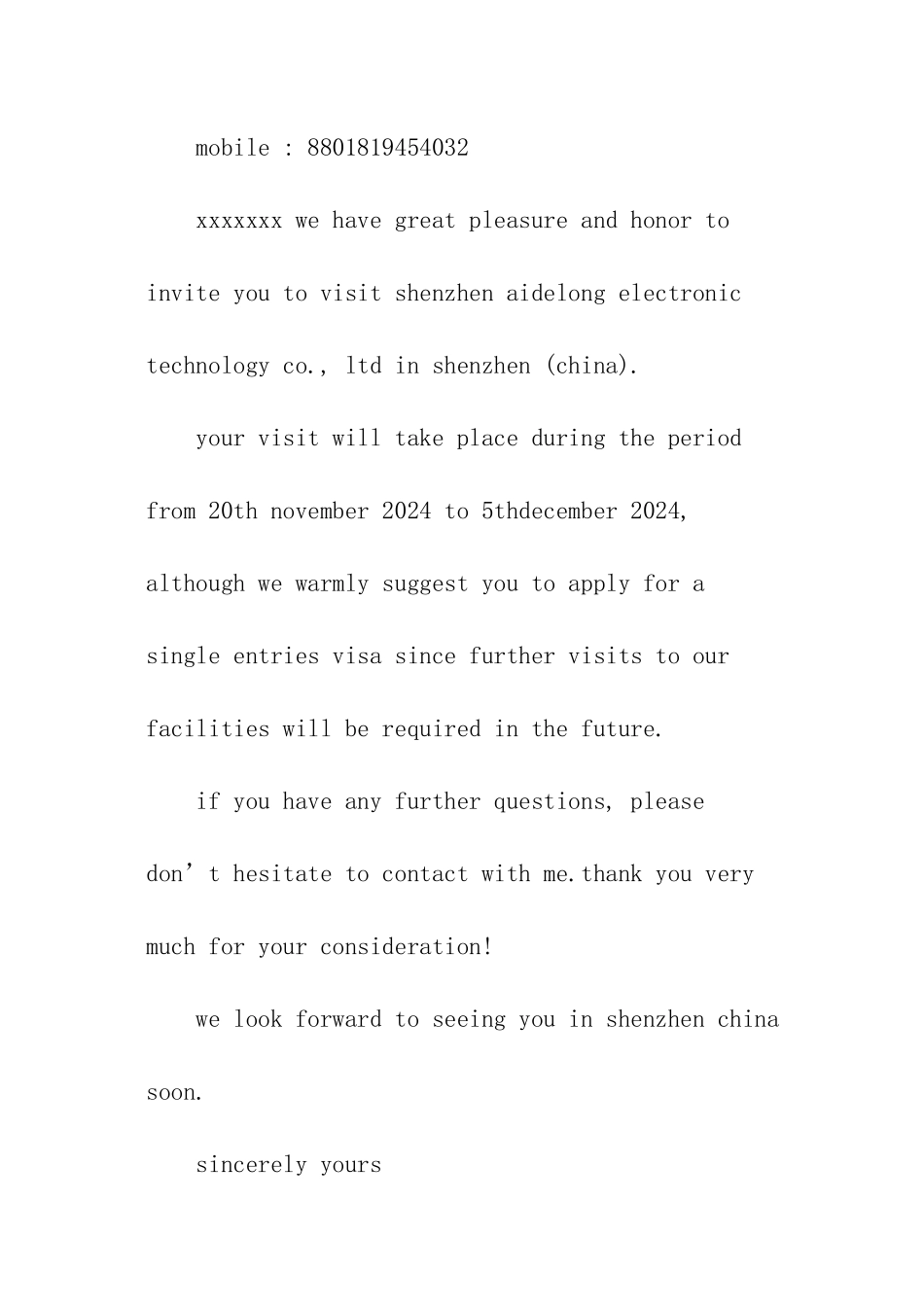 个人来华英文邀请函_第2页