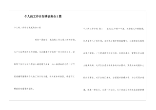 个人的工作计划模板集合5篇